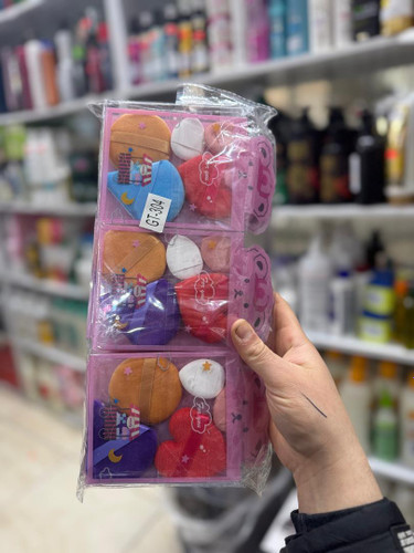 ست پد ارایشی سه گوش و انگشتی پارچه ای
