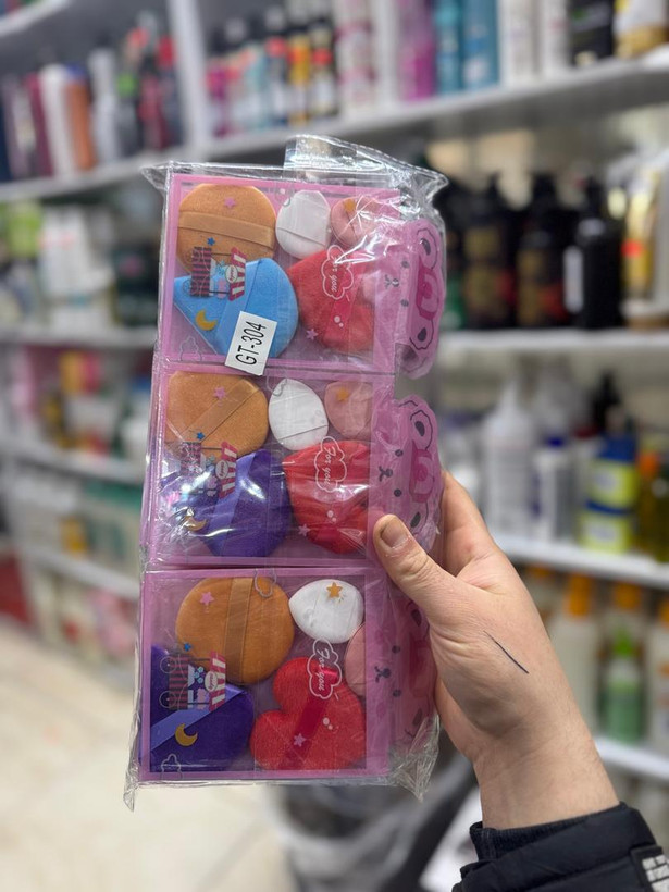 ست پد ارایشی سه گوش و انگشتی پارچه ای